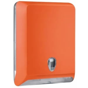 An orange paper dispenser